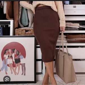 Brown Ribbed Abercrombie & Fitch Maxi Skirt